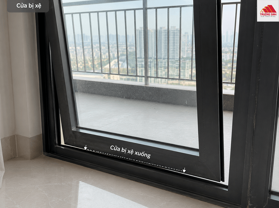 Cửa nhôm kính bị xệ